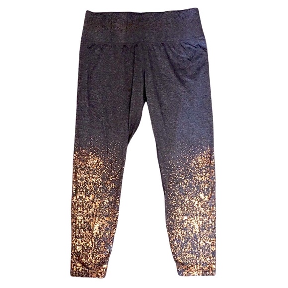 Livi Active Pants - LIVI Active High Rise Grey Crop Leggings w Metallic Copper Splatter SZ 14/16